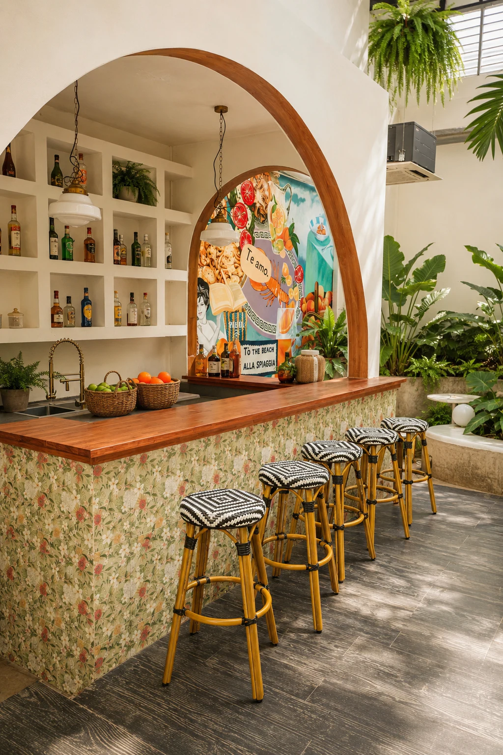The bar and dining room